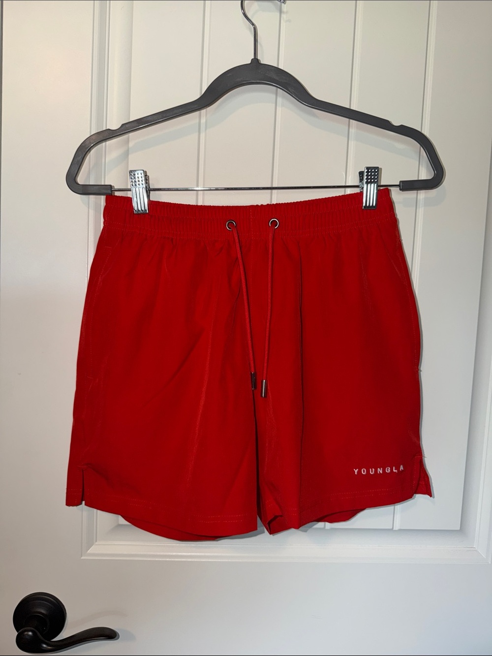 YoungLA Bright Red Men’s Swim Trunks